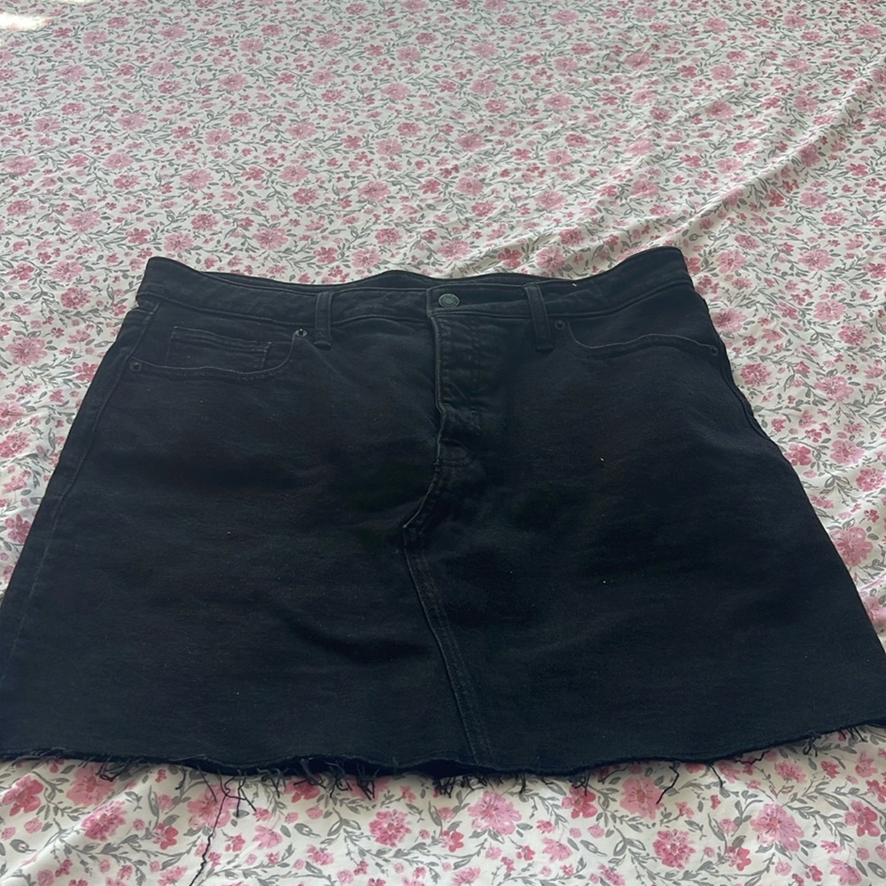 Black Denim High Rise Skirt